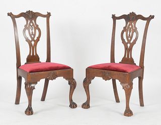 Matched Pair of Philadelphia Chippendale Walnut Side Chairs