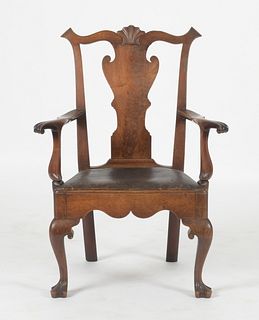Delaware Valley Chippendale Carved Walnut Armchair