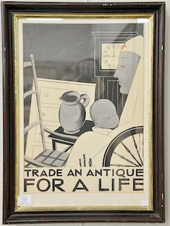Rea Irvin (1881-1972), drawing, Trade an Antique for a Life, drawing for Red Cross donation  poster to be used in the Newtown