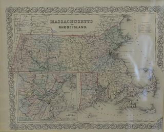Set of four maps from "Colton's Atlas of the World" to include New York, Massachusetts and Rhode Island, Texas, and Arkansas.