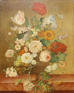 FRANZ XAVER PIELER (1879-1952) PAINTING STILL LIFE WITH VASE OF FLOWERS