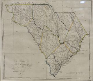 Folio engraving in colors from "The State of South Carolina from the Beft Authorities" by Samuel Lewis, W. Barker sculp, fram