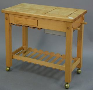 Le Gourmand maple butcher block cart. ht. 30in., top: 19" x 36"