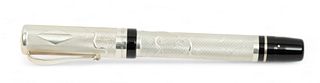 Montegrappa (Italian) 'Cosmopolitan Japanese' Sterling Silver Fountain Pen, H 2.5" W 9" Depth 5.75"