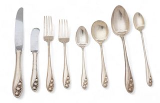 Gorham (American) & Whiting Mnfg. Co. (American) 'Lily of the Valley' Sterling Silver Flatware, 78.9t oz 81 pcs
