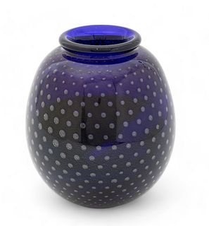 Robert G. Eickholt (American) Blown Cobalt Glass Vase, 1984, H 6" Dia. 5"