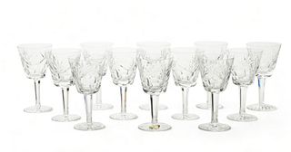 Waterford (Irish) 'Ashling' Cut Crystal Wine Glasses, H 6" Dia. 3" 12 pcs