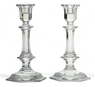 Baccarat (French) 'Harcourt-Versailles' Crystal Candlesticks, H 7.2" W 3.7" 1 Pair