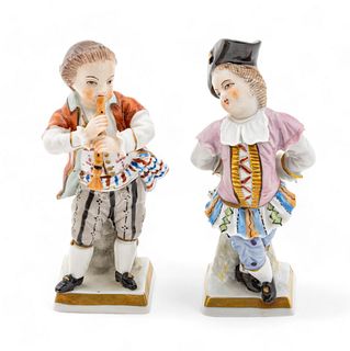 Dresden Saxony (German) Porcelain Figurines, Ca. 19th C., H 4.2" W 2" Depth 1.5" 2 pcs