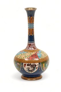 Chinese Cloisonne Enamel Stick Neck Vase, Ca. 1900, H 10"