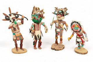 Native American, Hopi, Kachina Carvings, 20th C., Ogres, Eagle Dancer And Sun God, 4 pcs