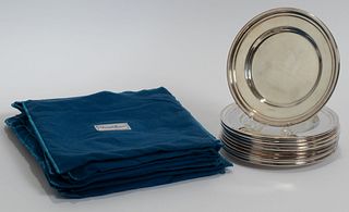 REED & BARTON Hollowware Silver Plate Plates, "41.6 Toz", Dia. 6.5'' 10