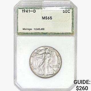 1941-D Walking Liberty Half Dollar Hallmark MS65 