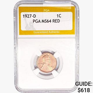 1927-D Wheat Cent PGA MS64 RED