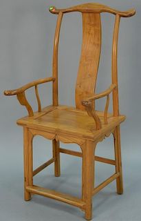 Chinese yew wood armchair with formed splat back. ht. 50in.