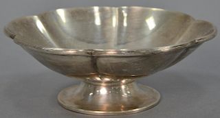 Sterling silver shaped and footed dish marked handmade with monogrammed initials. ht. 2in., dia. 5 1/2in., 8.13 toz.