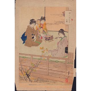 Gekko (Japanese, 1859-1920) Woodblock Print, Sankyoku