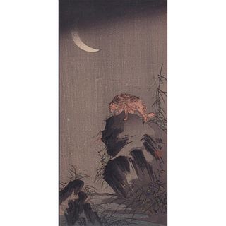 Tetsuzan (Japanese, 1775-1841) Woodblock Print, Raccoon Dog