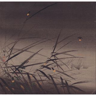 Tsukioka (Japanese, 1869-1927) Woodblock Print, Fireflies