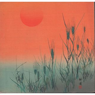 Tsukioka (Japanese, 1869-1927) Woodblock Print, Sunset