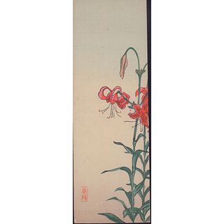 Japanese Woodblock Print, Daylilies
