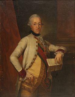 Continental European Oil on Canvas Late 18th/Early 19th C., "Portrait of Prince Albert Casimir of Saxony, Duke of Teschen", H 46.5" W 35.5"