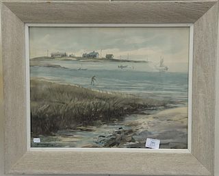 Brian Truelove (20th century), watercolor, Clamming North Shore Mass, signed lower left Brian Truelove. 14" x 18"