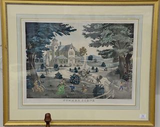Patrick Farrell, colored lithograph, "Summer Scene", drawn and printed by Charles Hart. sight size 20" x 26"  Property from C