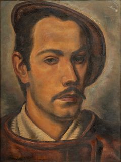 Umberto Roberto (Roman) Romano (American/Italian, 1905-1984) Oil on Canvas, 1932, "Florentine Head", H 16" W 12"