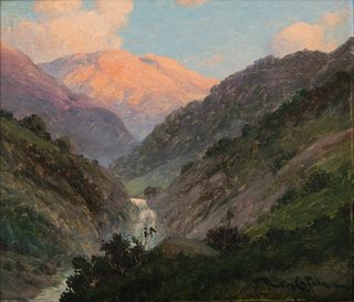 Benito Ramos Catalan (Chilean, 1888-61) Oil on Canvas, "Andes Mountainscape", H 11" W 12.75"