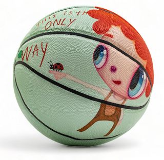 Mira Mikati X Javier Calleja Printed Basketball Green  2023, "This Is the Only Way", Dia. 9.4"