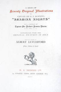 H.S. Nichols Ltd., Seventy Original Illustrations to Captain Sir R.F. Burton's "Arabian Nights",  1897, H 22.75" W 2.25" Depth 18"