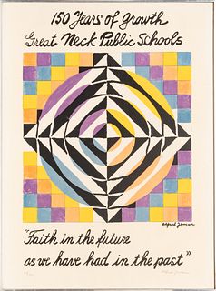 Alfred Jensen (Guatemalan, 1903-1981) Lithograph Poster in Colors, Ca. 1965, "Faith in the Future", H 36" W 24"