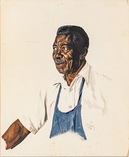 Tom McKinney (American, B. 1940) Watercolor And Gouache on Illustrator's Board, 1980, "Portrait of a Man", H 20" W 16.5"