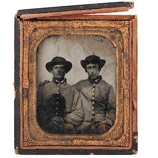 CSA Soldier, John D. Whittington, 4th Alabama Infantry, Ambrotype, Folk Art Carved Pipe & Fob