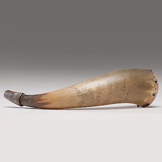 Civil War POW Carved Powder Horn Presented to Warren Potter by  E.E. Bowes, 18th Connecticut Volunteers