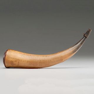 Civil War POW Carved Powder Horn Identified to Nicholas S. Hawkins, 120th Ohio Volunteer Infantry, Captured at Red River