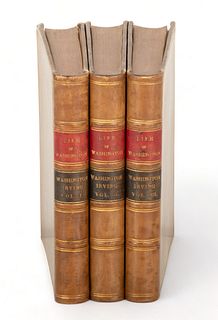 "Life of George Washington" 3-volumes by Washington Irving, 1856, H 6.5" W 1.25" Depth 4.75" 3 pcs