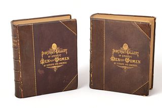 "Portrait Gallery of Eminent Men & Women" 2-volume Set by Evert A. Duyckinck, 1873, H 11.25" W 2.75" Depth 9" 2 pcs
