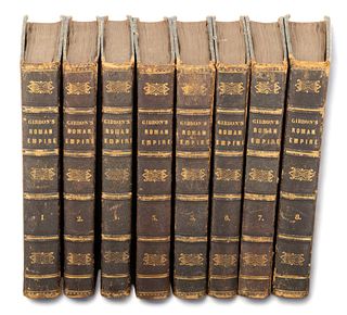 "The History of the Decline And Fall of the Roman Empire" 8-volume Set by Edward Gibbon, 1840, H 8.5" W 1" Depth 5.5" 8 pcs
