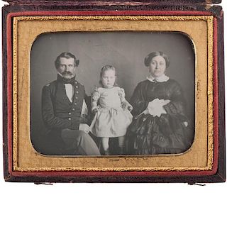Fabulous Quarter Plate Daguerreotype of a Captain and his Family