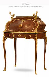 19th Century French Bronze Mounted Marquetry Ladies Desk