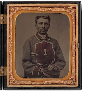 Occupational Tintypes and Ambrotypes of Firemen, Group of Four, Including "Fireman's Duty" Union Case
