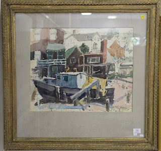 Harry Hering (1887-1967), watercolor, Shipyard, signed lower right: Harry Hering, sight size 17" x 20".