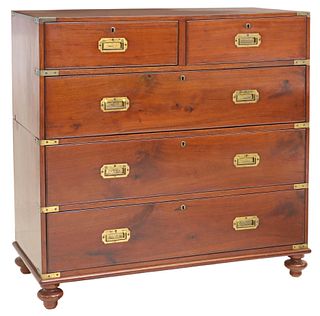 ENGLISH MAHOGANY CAMPAIGN CHEST OF DRAWERS