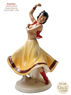 The Gypsy Dancer, A Very Rare Deutschland Royal Dux Porcelain Figurine, Hallmarked