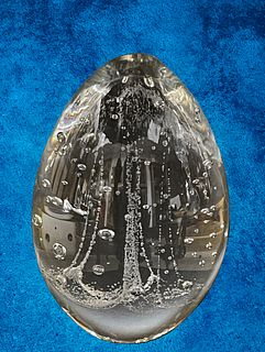 THE QUERY, A Sweden Studio AHUS Crystal Egg Paperweight