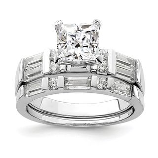 Decadence Sterling Silver Rhodium 8mm Round Cut Engagement Ring Size 8
