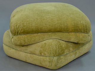 Custom faux double pillow footstool. ht. 15in.