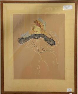In the Manner of Henri Toulouse-Lautrec (1864-1901), pastel on paper, Bust of a Woman, 22" x 17".